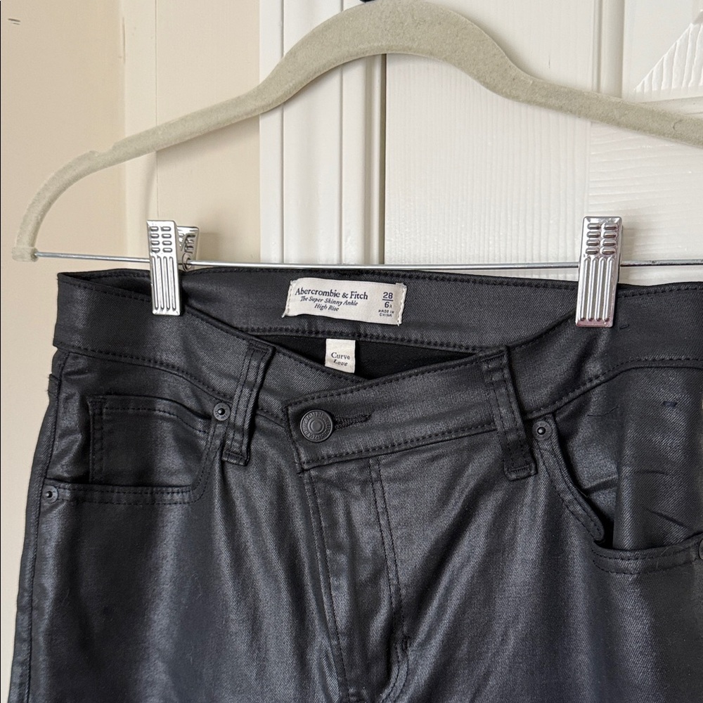 Abercrombie & Fitch Curve Love Shiny Black Pants